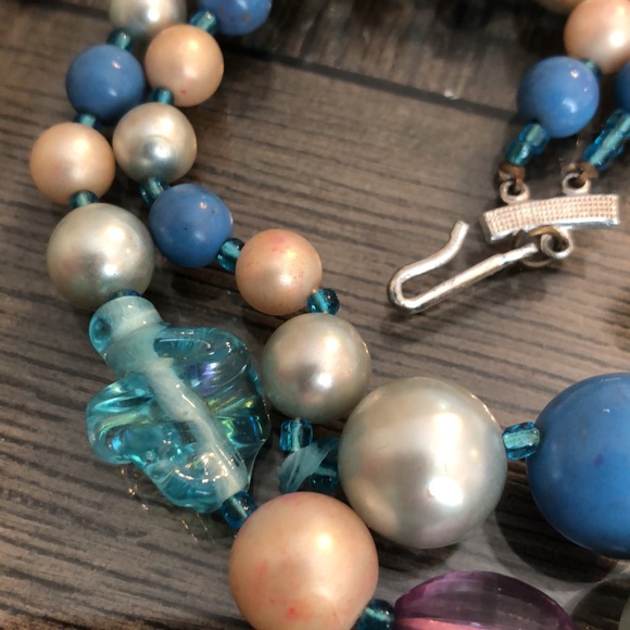 Vintage Japan Two Strand Blue Beads Necklace - Picture 9 of 11